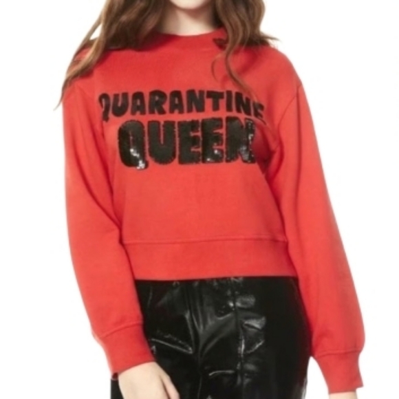 Alice + Olivia Tops - Alice & Olivia Red Quarantine Queen Sweatshirt